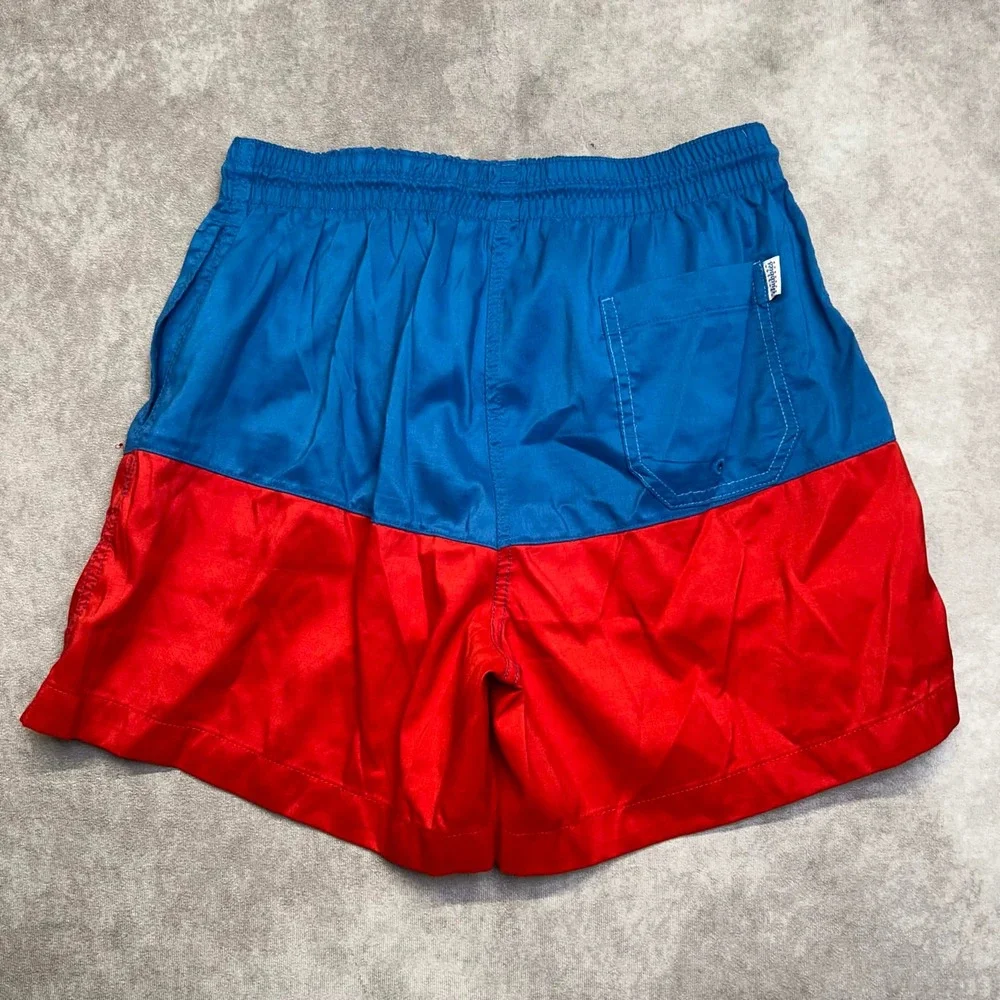 Chubbies Mens Size Large Blue Red Colorblock Swim Trunks USA Drawstring